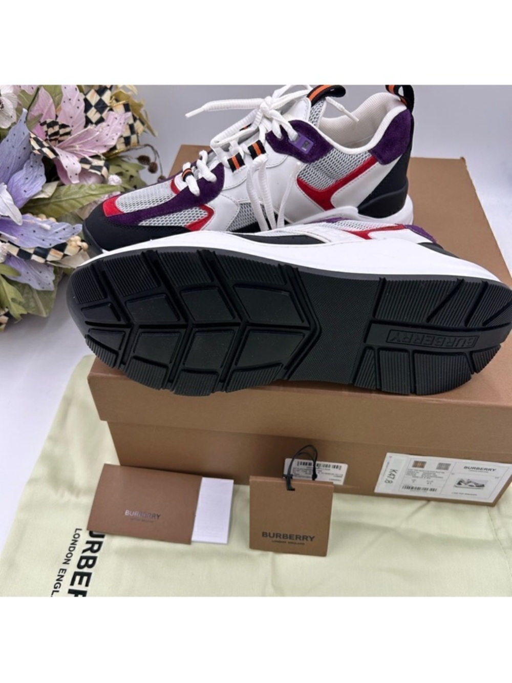 Men’s Burberry logo print trainer sneakers size 8, made in Italy - Picture 10 of 10